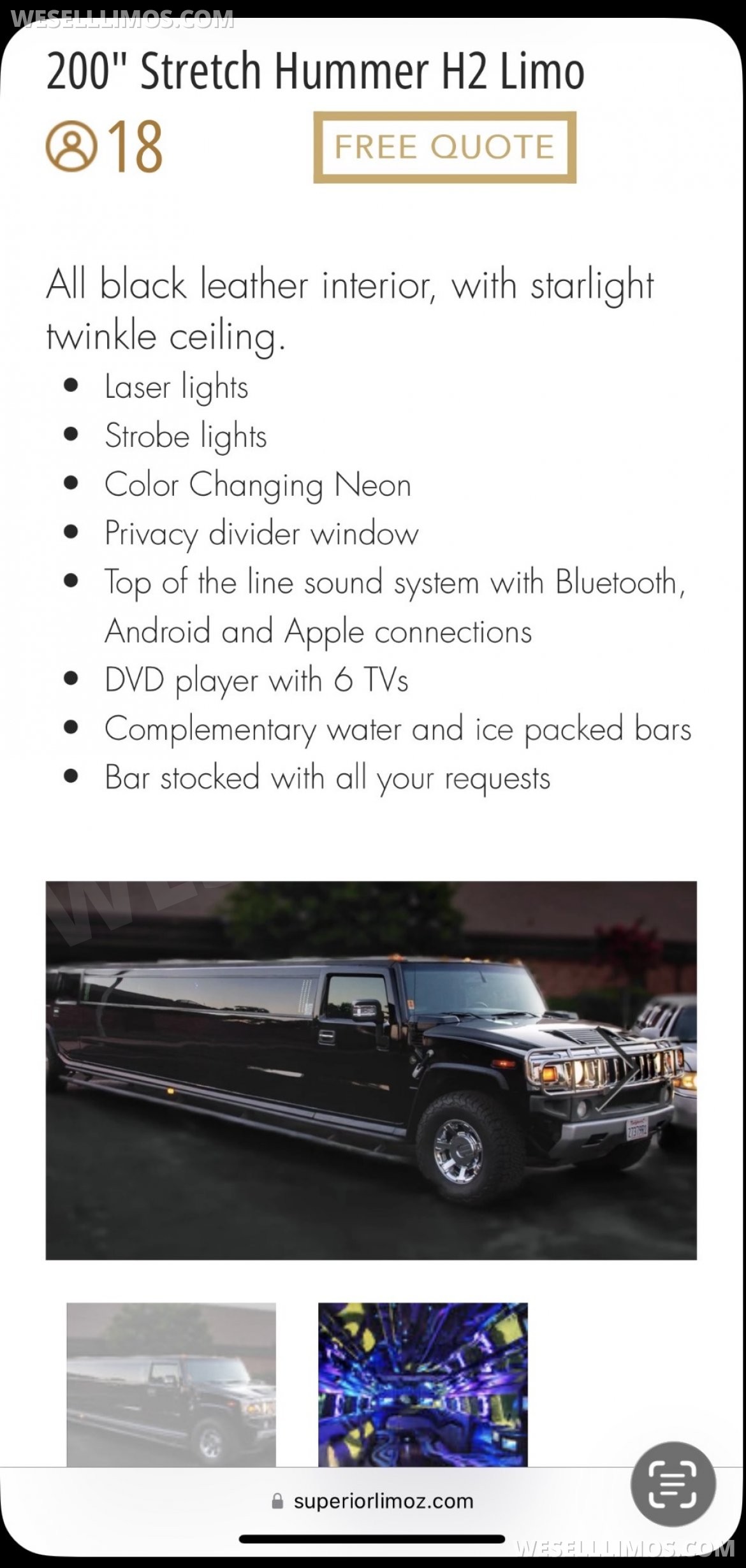 Photo of Limousine for sale: 2008 Hummer H2 200" by Coach Works