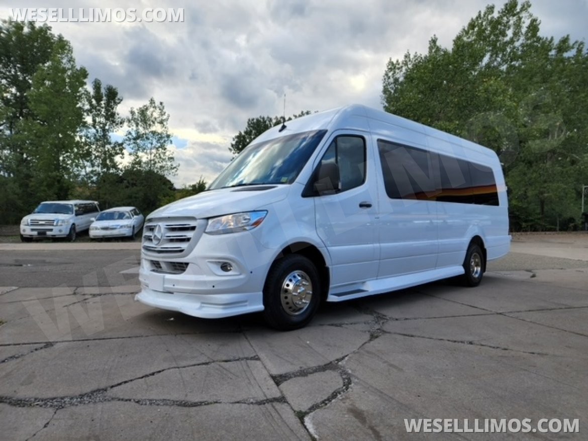 Photo of Limo Bus for sale: 2025 Mercedes-Benz Sprinter 3500 - 4 Bench Model by Global Motor Coach