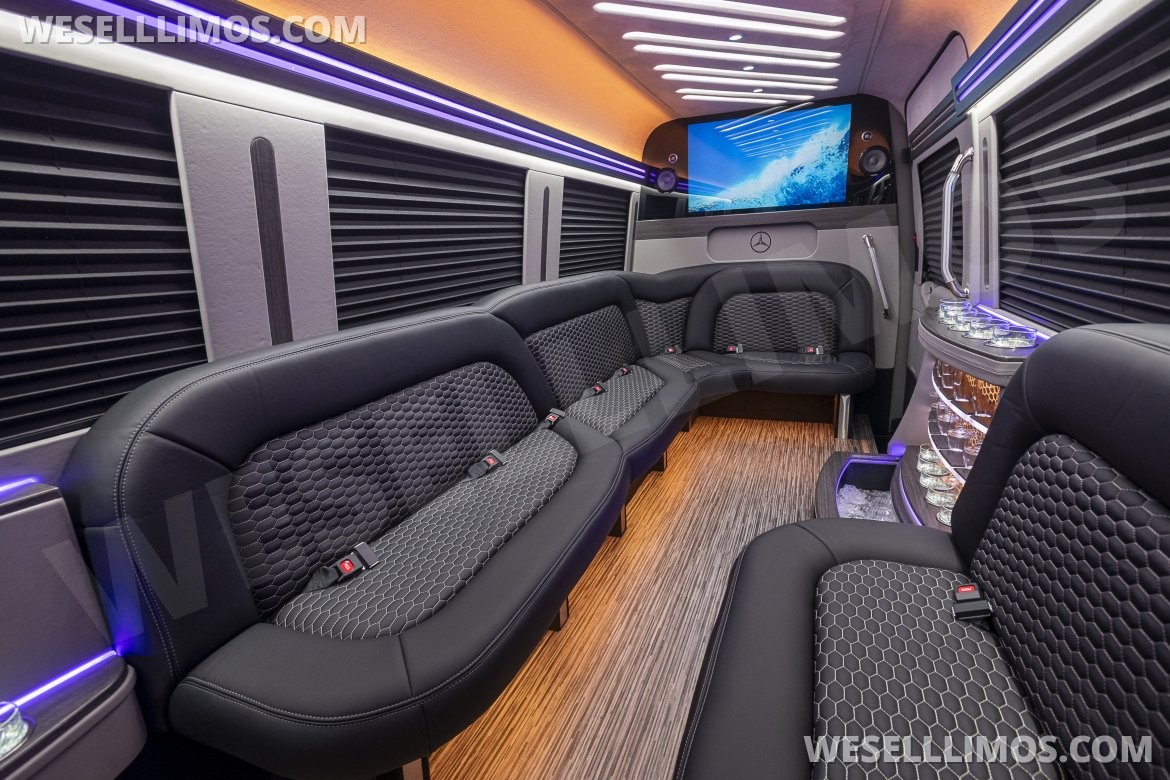 Sprinter for sale: 2025 Mercedes-Benz 14 Passenger Limo 170" by First Class Customs, Inc.