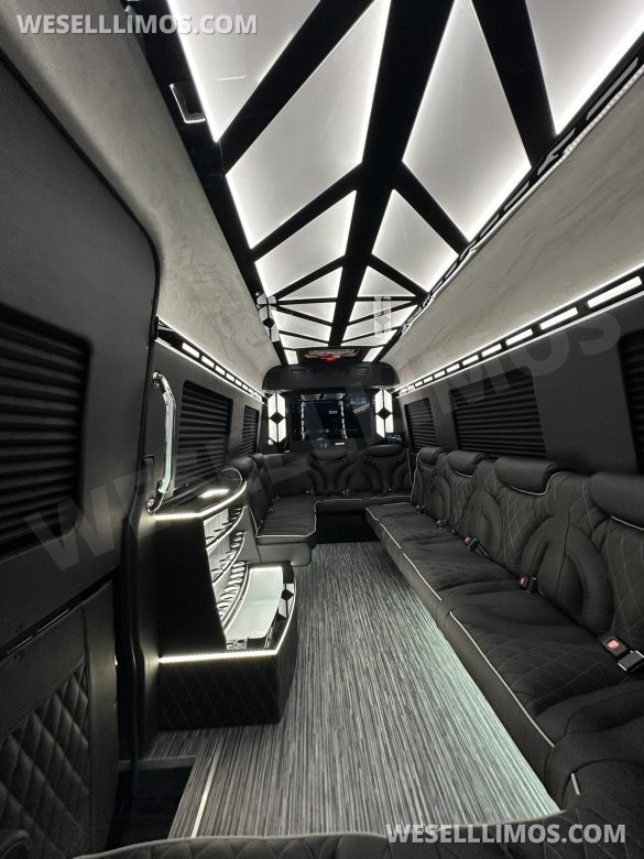 14 Passenger. Crazy light show.  Mercedes-Benz Sprinter Limo style
