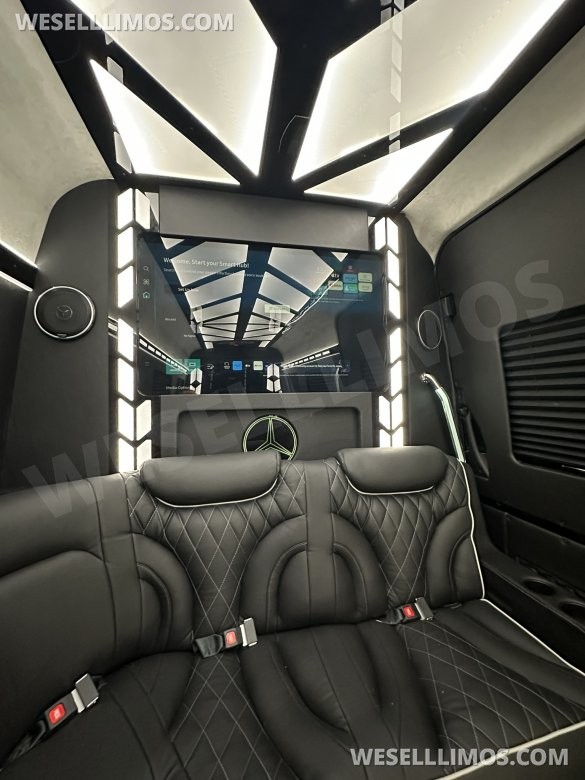 14 Passenger. Crazy light show.  Mercedes-Benz Sprinter Limo style