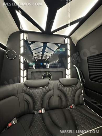 14 Passenger. Crazy light show.  Mercedes-Benz Sprinter Limo style