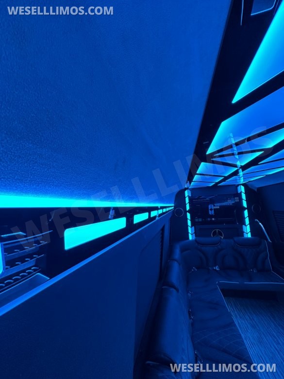 14 Passenger. Crazy light show.  Mercedes-Benz Sprinter Limo style
