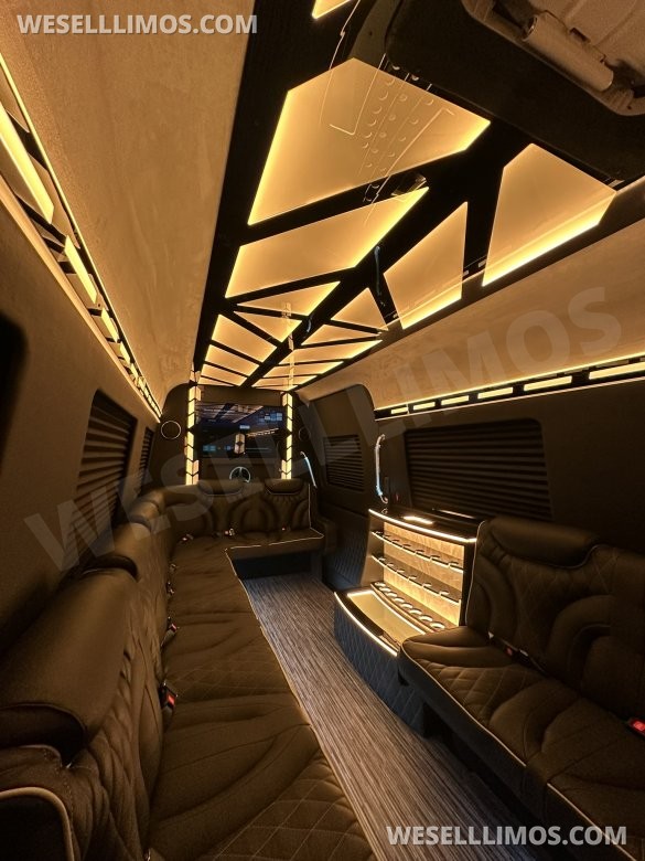 14 Passenger. Crazy light show.  Mercedes-Benz Sprinter Limo style