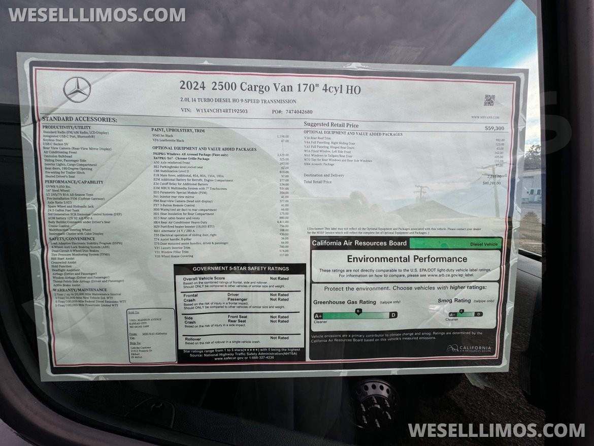 Photo of Sprinter for sale: 2025 Mercedes-Benz Sprinter 2500 234&quot; by TWR Specialty Vehicles