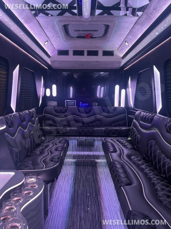 2025 MBZ 3500 Sprinter 170" Ext WB, With (4) Bench Seats - By Limos By Moonlight
