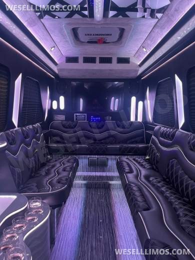 2025 MBZ 3500 Sprinter 170" Ext WB, With (4) Bench Seats - By Limos By Moonlight