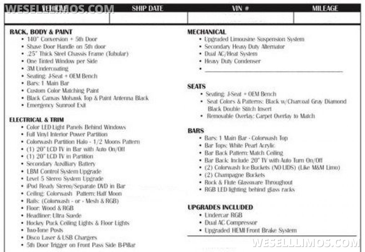 Photo of Limousine for sale: 2023 Chrysler 300L •Custom Designed• White Tuxedo 12-Passenger by Moonlight