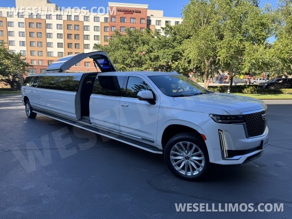2022 Pinnacle builder CA Cadillac Escalade limo stretch white 20 pass SUV Stretch