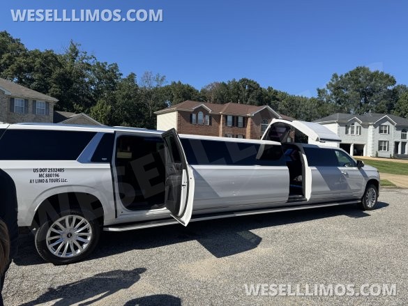 2022 Pinnacle builder CA Cadillac Escalade limo stretch white 20 pass SUV Stretch
