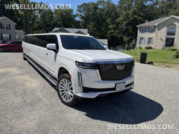 2022 Pinnacle builder CA Cadillac Escalade limo stretch white 20 pass SUV Stretch