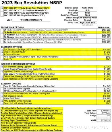 2023 4x4 V6 Eco Revolution Arched Limousine AMG Trim Auto Elite MB Sprinter Heat/Massage Seats