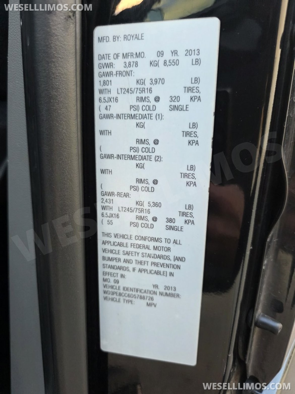 Photo of Sprinter for sale: 2013 Mercedes-Benz Limo by Royale