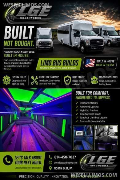 2026 Ford E450 Limo Bus Limo Bus for Sale in North East, PA - Main Photo