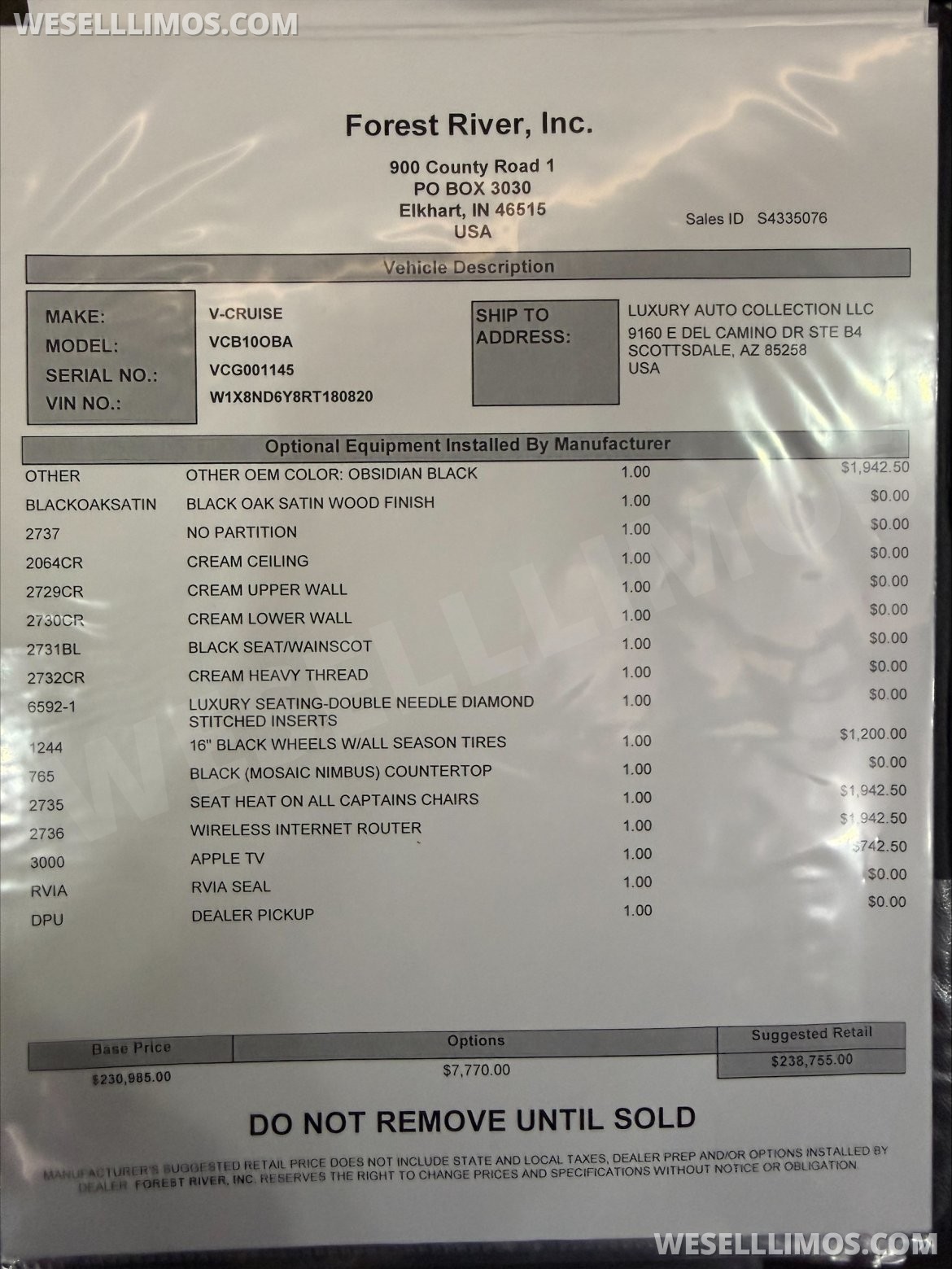 Photo of Sprinter for sale: 2025 OGV Luxury Coach V-Cruise 100BA 290" by OGV