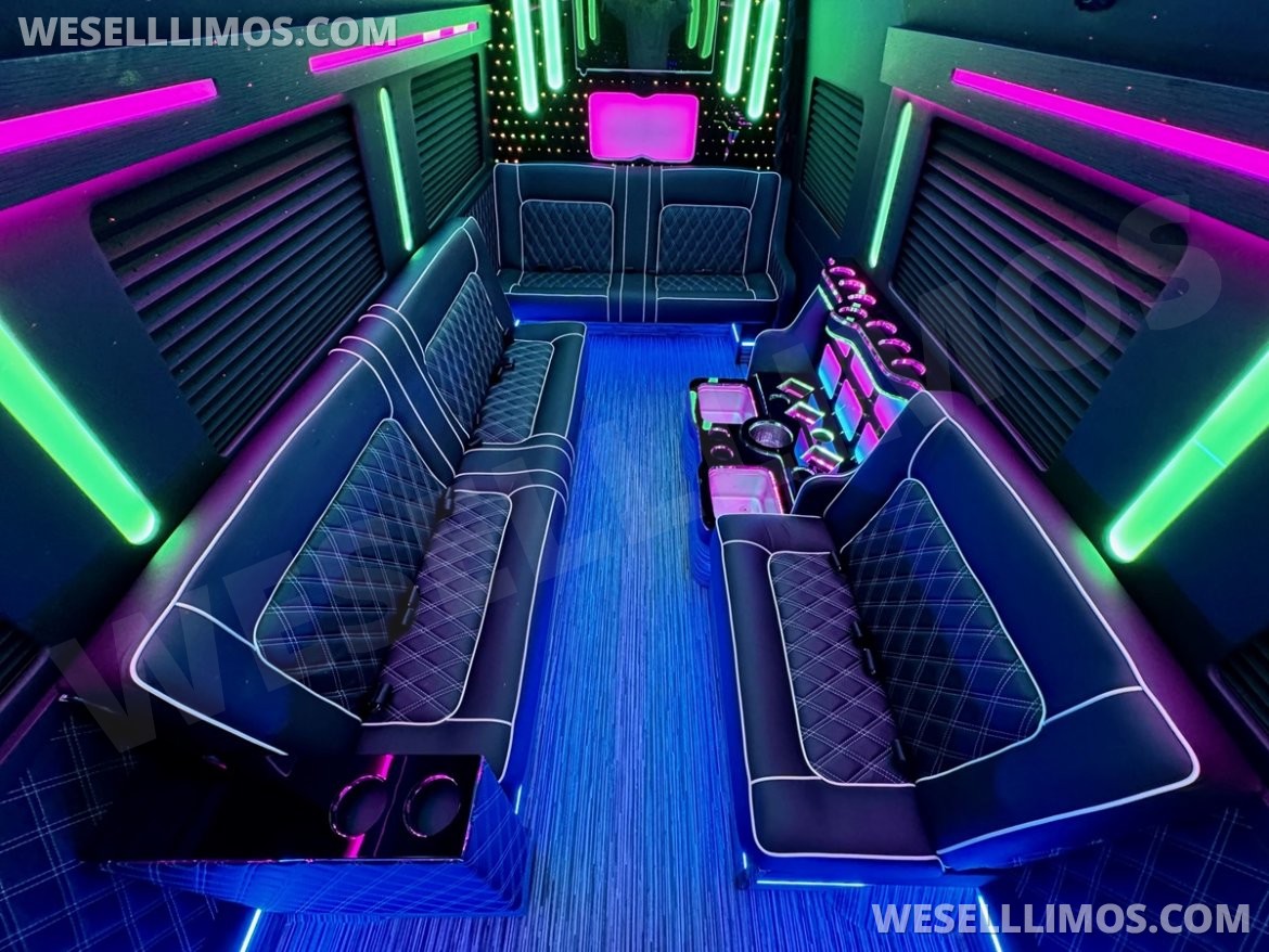 Photo of Limo Bus for sale: 2025 Mercedes-Benz Sprinter 3500 - 4 Bench Model by Global Motor Coach