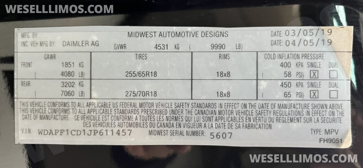 Photo of Sprinter for sale: 2018 Mercedes-Benz Sprinter 3500 Business Class 170" by Midwest Automotive Designs