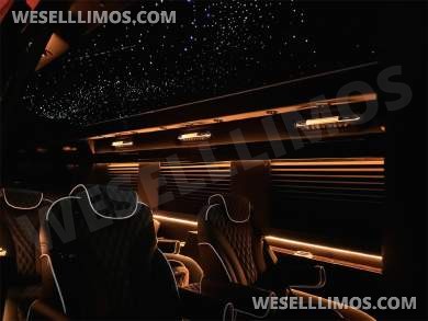 New Starlight Ceiling AMG Trim 14 Passenger Road Liner Limousine 2024 Auto Elite MB Sprinter