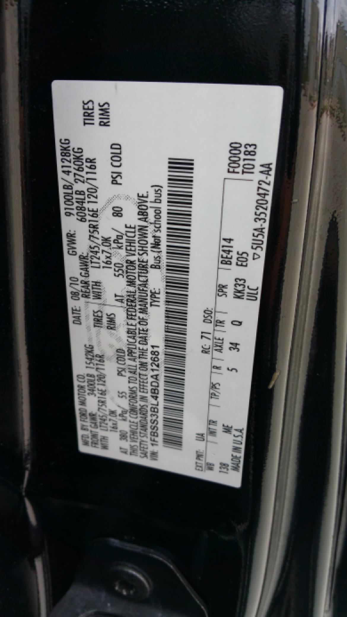 Photo of Sprinter for sale: 2011 Ford E-350 XLT Super Duty w/Advance Trac & Flex Fuel