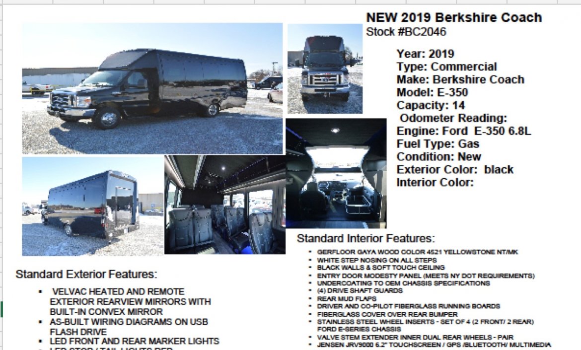 Executive Shuttle for sale: 2019 Ford 14 Passenger w/ Luggage by Berkshire Coach