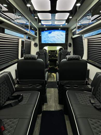 2025 OGV LUXURY Mercedes-Benz 10 Passenger Arched Partition - Rear Bathroom Sprinter