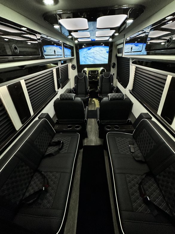 2025 OGV LUXURY Mercedes-Benz 10 Passenger Arched Partition - Rear Bathroom Sprinter