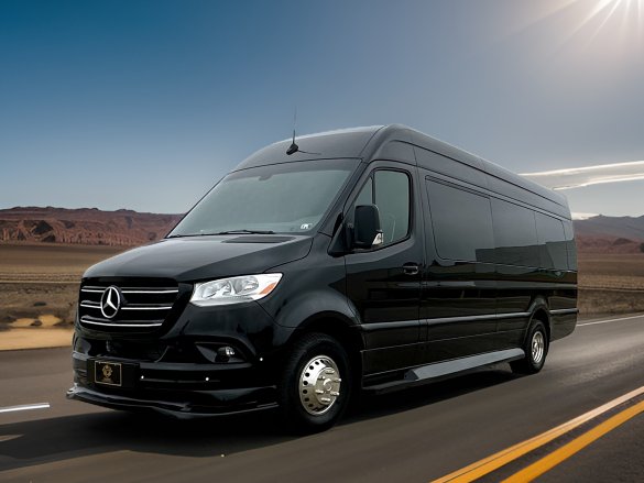 Last 1 2024 Global Motor Coach Mercedes Sprinter 4 Seat Limousine Party Bus's Left.  Ready Now*