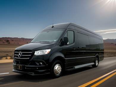 Last 1 2024 Global Motor Coach Mercedes Sprinter 4 Seat Limousine Party Bus's Left.  Ready Now*