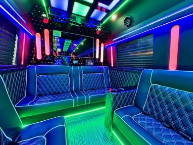 Last 1 2024 Global Motor Coach Mercedes Sprinter 4 Seat Limousine Party Bus's Left.  Ready Now*